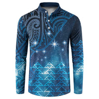 New Zealand Matariki Button Sweatshirt Taniko Aramoana With Maori Galaxy Sky Night