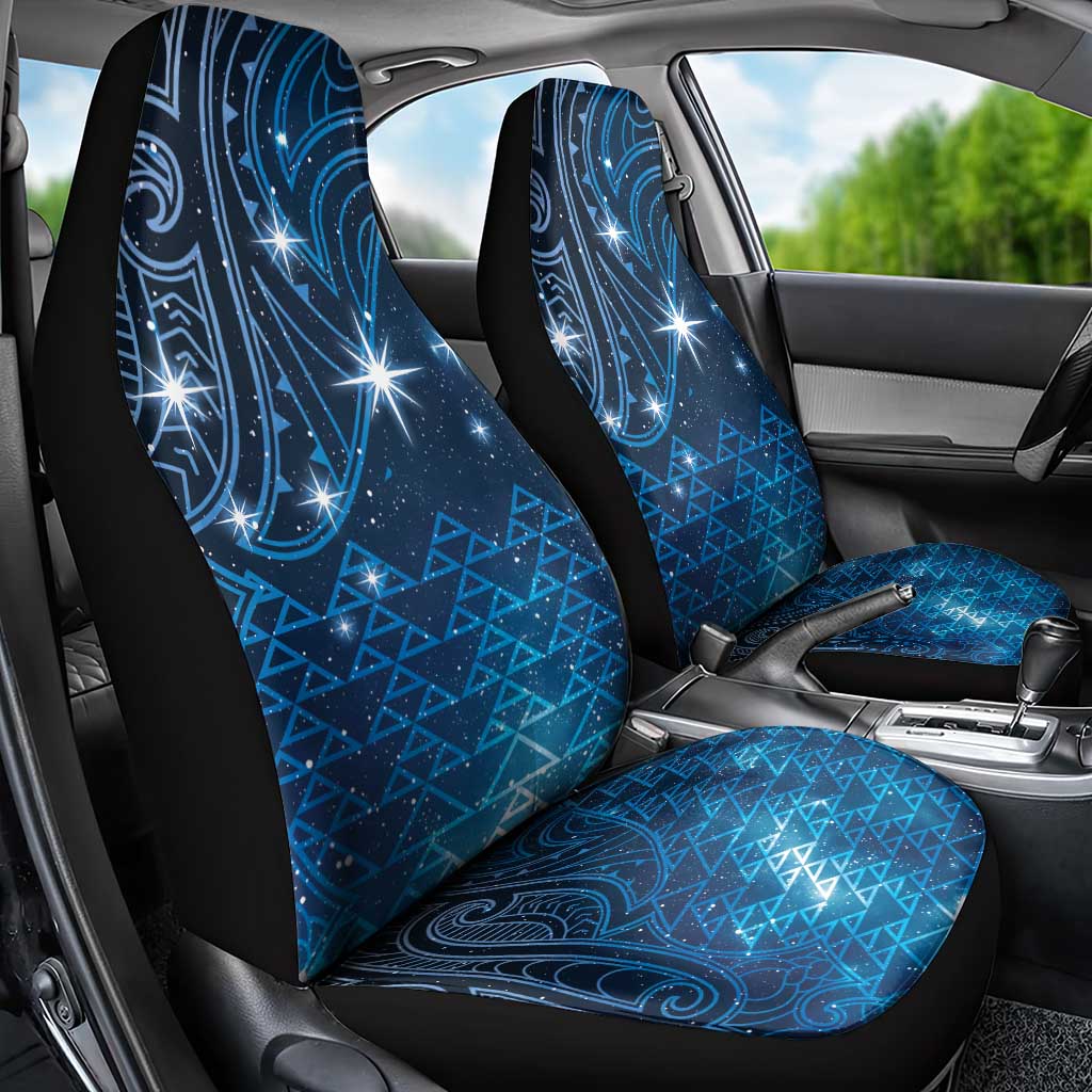 New Zealand Matariki Car Seat Cover Taniko Aramoana With Maori Galaxy Sky Night