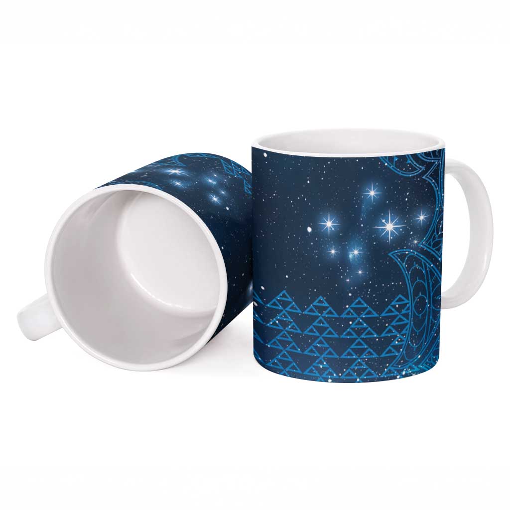 New Zealand Matariki Ceramic Mug Taniko Aramoana With Maori Galaxy Sky Night - Polynesian Pride