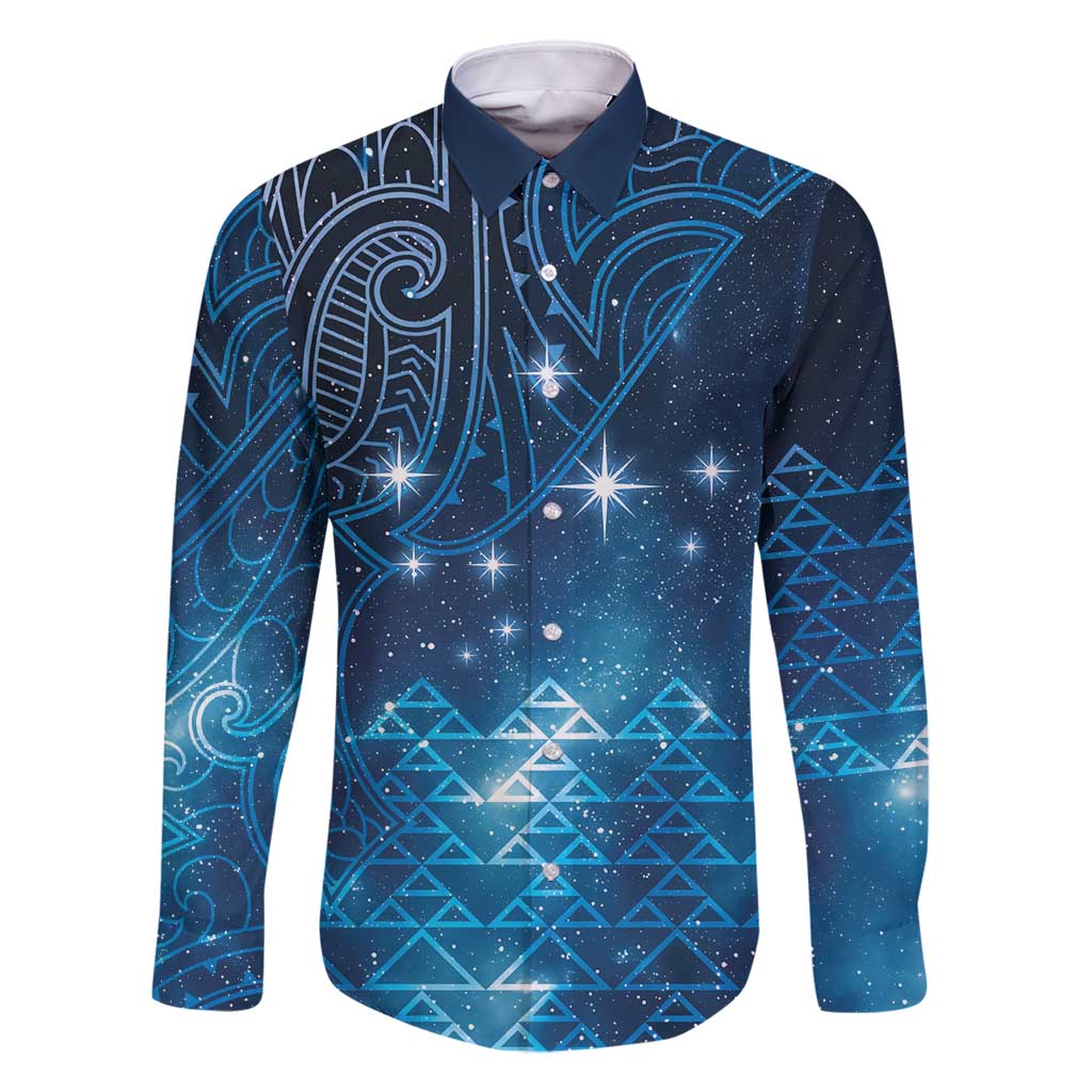 New Zealand Matariki Family Matching Long Sleeve Bodycon Dress and Hawaiian Shirt Taniko Aramoana With Maori Galaxy Sky Night