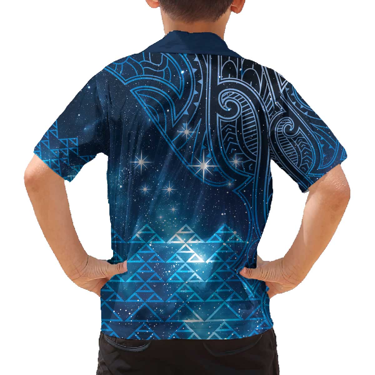 New Zealand Matariki Family Matching Off The Shoulder Long Sleeve Dress and Hawaiian Shirt Taniko Aramoana With Maori Galaxy Sky Night