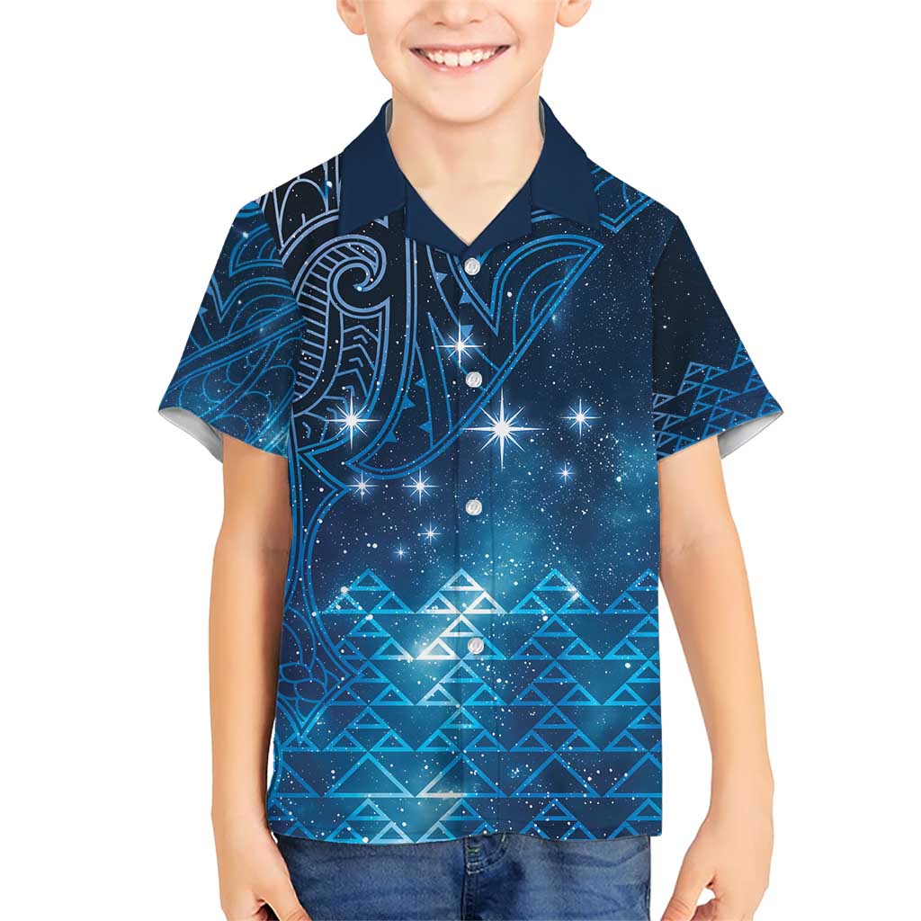 New Zealand Matariki Family Matching Short Sleeve Bodycon Dress and Hawaiian Shirt Taniko Aramoana With Maori Galaxy Sky Night