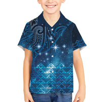 New Zealand Matariki Family Matching Short Sleeve Bodycon Dress and Hawaiian Shirt Taniko Aramoana With Maori Galaxy Sky Night