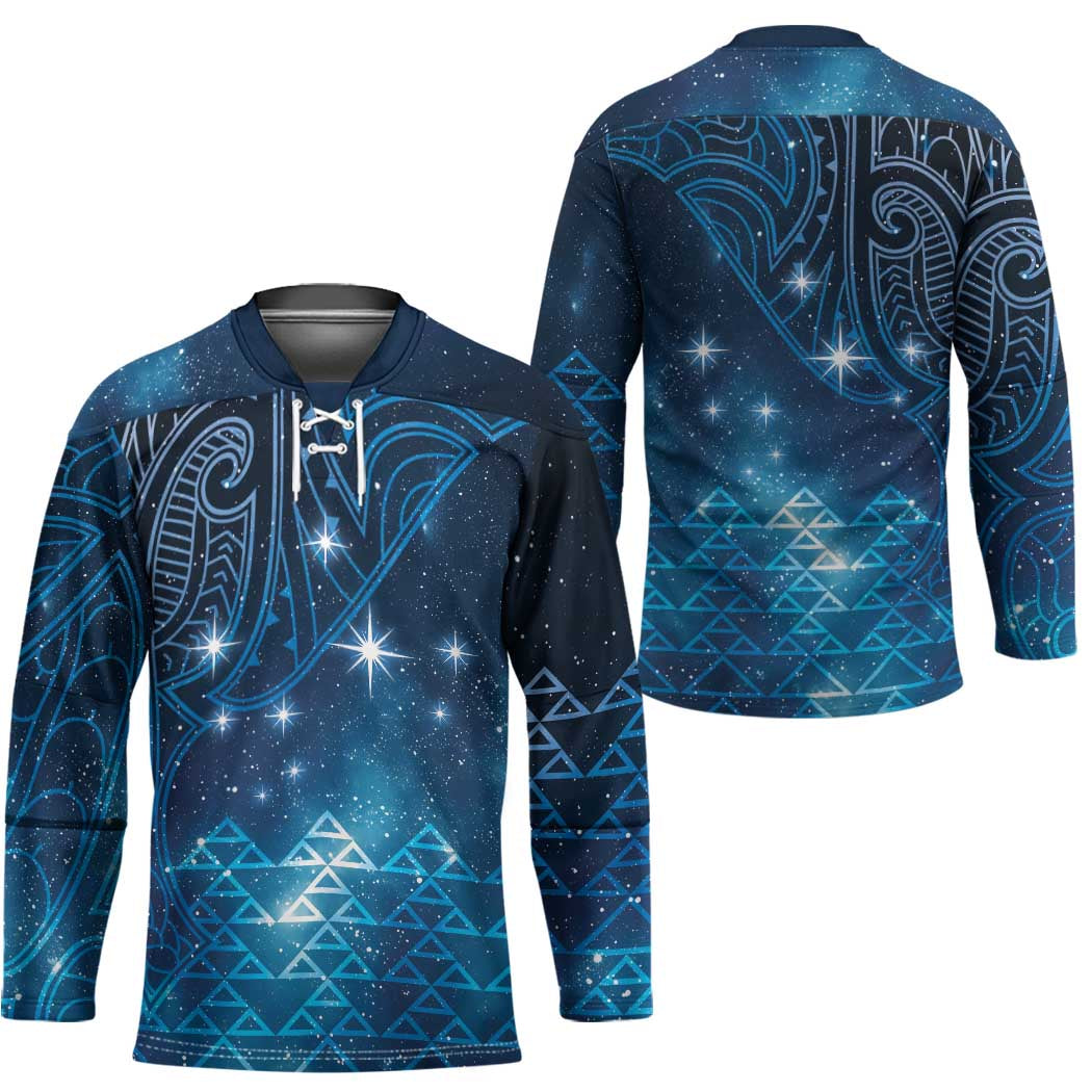 New Zealand Matariki Hockey Jersey Taniko Aramoana With Maori Galaxy Sky Night - Polynesian Pride