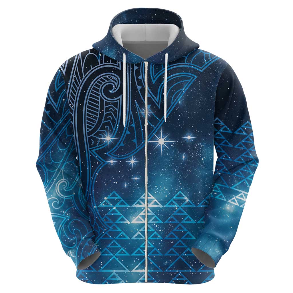 New Zealand Matariki Hoodie Taniko Aramoana With Maori Galaxy Sky Night