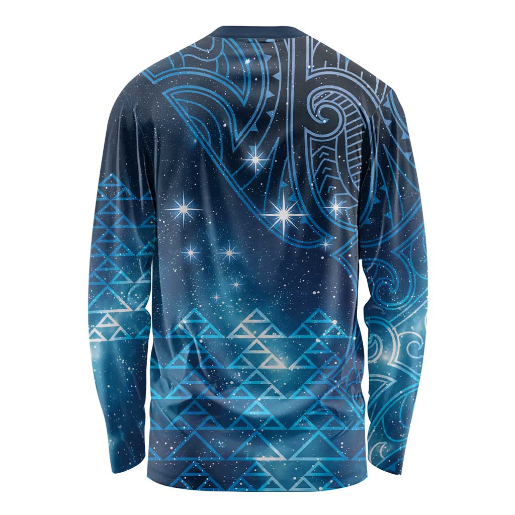 New Zealand Matariki Long Sleeve Shirt Taniko Aramoana With Maori Galaxy Sky Night
