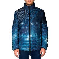 New Zealand Matariki Padded Jacket Taniko Aramoana With Maori Galaxy Sky Night - Polynesian Pride