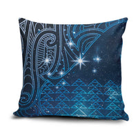 New Zealand Matariki Pillow Cover Taniko Aramoana With Maori Galaxy Sky Night - Polynesian Pride