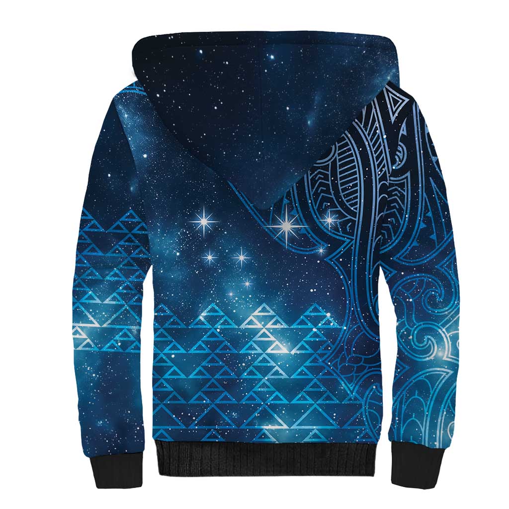 New Zealand Matariki Sherpa Hoodie Taniko Aramoana With Maori Galaxy Sky Night