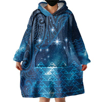 New Zealand Matariki Wearable Blanket Hoodie Taniko Aramoana With Maori Galaxy Sky Night