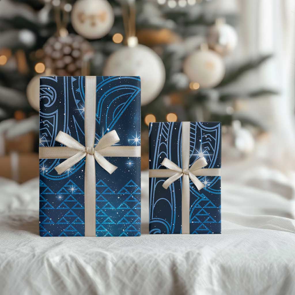 New Zealand Matariki Wrapping Paper Taniko Aramoana With Maori Galaxy Sky Night - Polynesian Pride