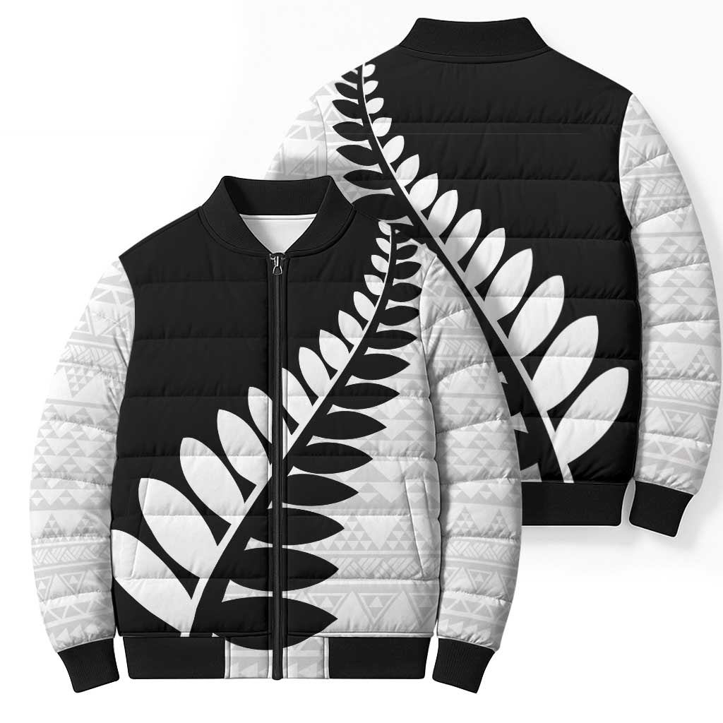 New Zealand Silver Fern Niho Taniwha Bomber Puffer Jacket - Polynesian Pride