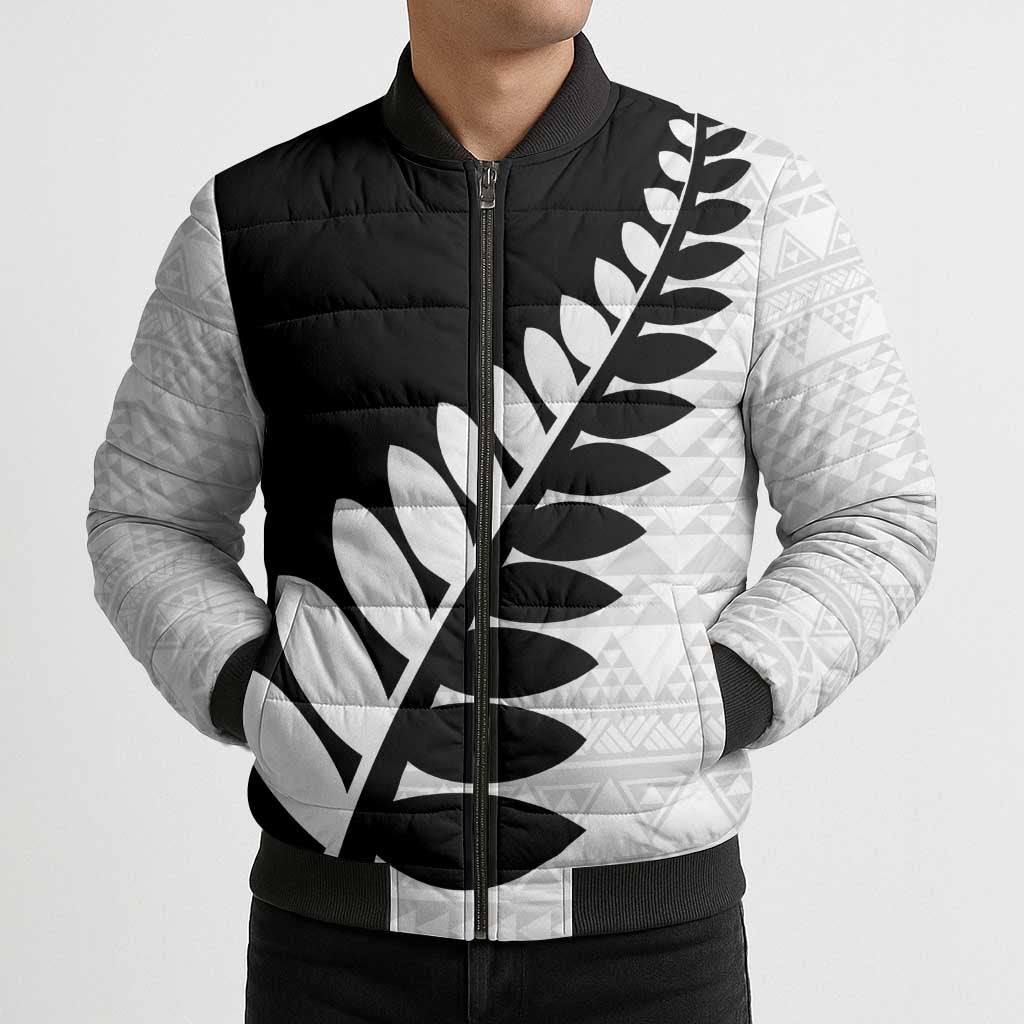 New Zealand Silver Fern Niho Taniwha Bomber Puffer Jacket - Polynesian Pride