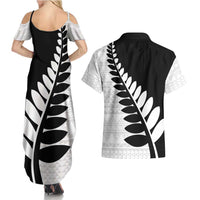 New Zealand Silver Fern Niho Taniwha Couples Matching Summer Maxi Dress and Hawaiian Shirt