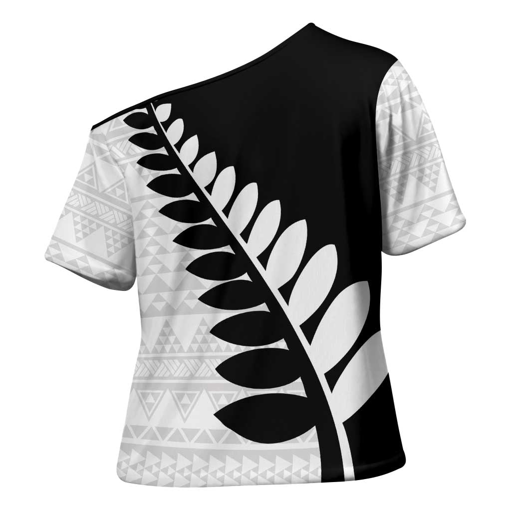 New Zealand Silver Fern Niho Taniwha Cross Shoulder Shirt - Polynesian Pride