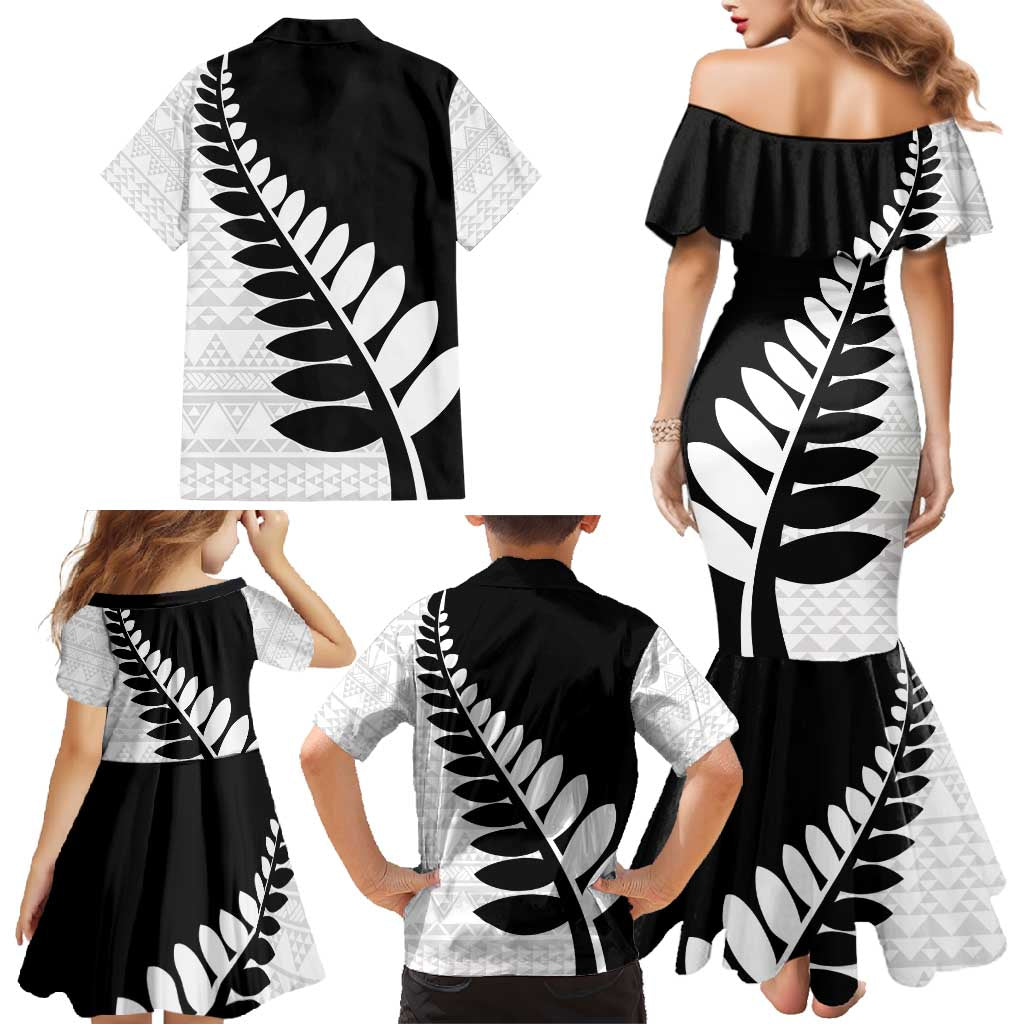 New Zealand Silver Fern Niho Taniwha Family Matching Mermaid Dress and Hawaiian Shirt LT9 - Polynesian Pride