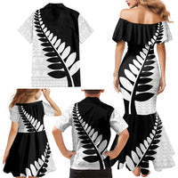 New Zealand Silver Fern Niho Taniwha Family Matching Mermaid Dress and Hawaiian Shirt LT9 - Polynesian Pride