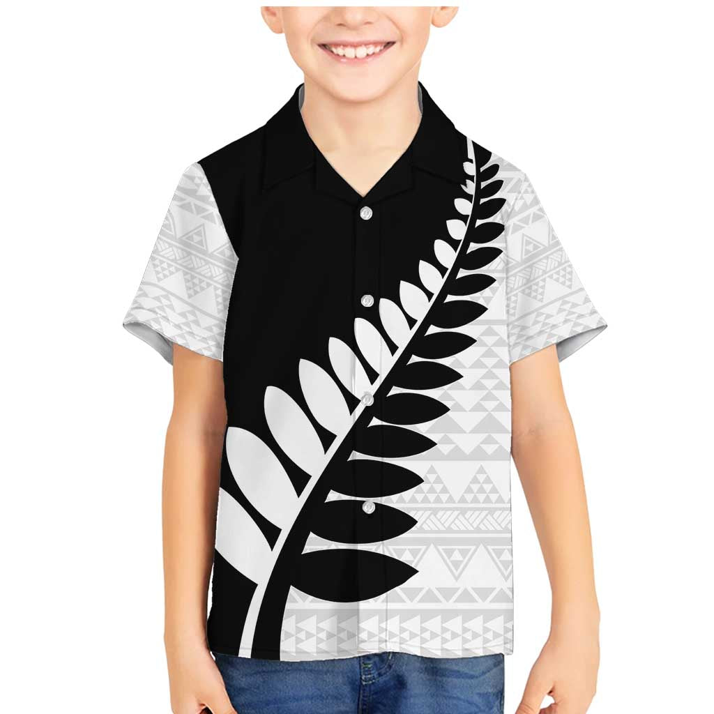 New Zealand Silver Fern Niho Taniwha Family Matching Mermaid Dress and Hawaiian Shirt LT9 Son's Shirt Black - Polynesian Pride