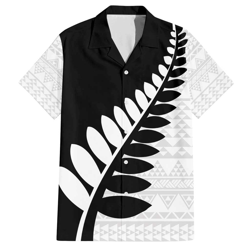 New Zealand Silver Fern Niho Taniwha Family Matching Puletasi and Hawaiian Shirt LT9 Dad's Shirt - Short Sleeve Black - Polynesian Pride