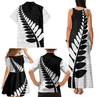New Zealand Silver Fern Niho Taniwha Family Matching Tank Maxi Dress and Hawaiian Shirt