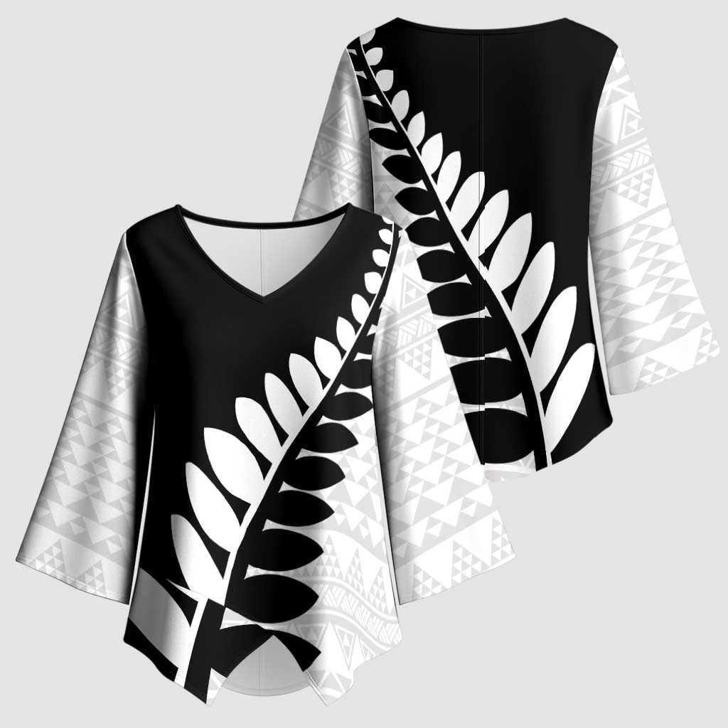 New Zealand Silver Fern Niho Taniwha Kimono Sleeve Blouse - Polynesian Pride