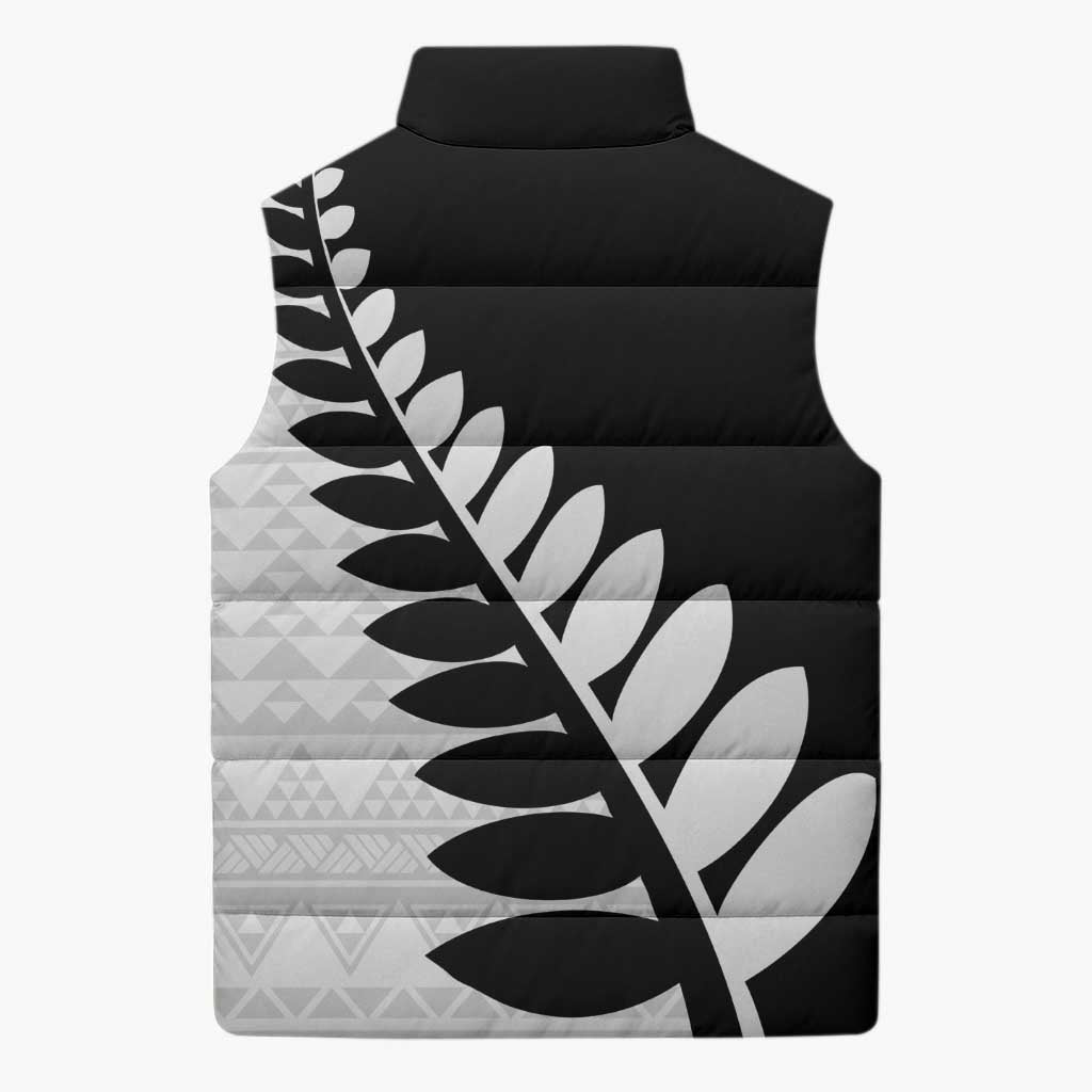 New Zealand Silver Fern Niho Taniwha Sleeveless Puffer Jacket - Polynesian Pride
