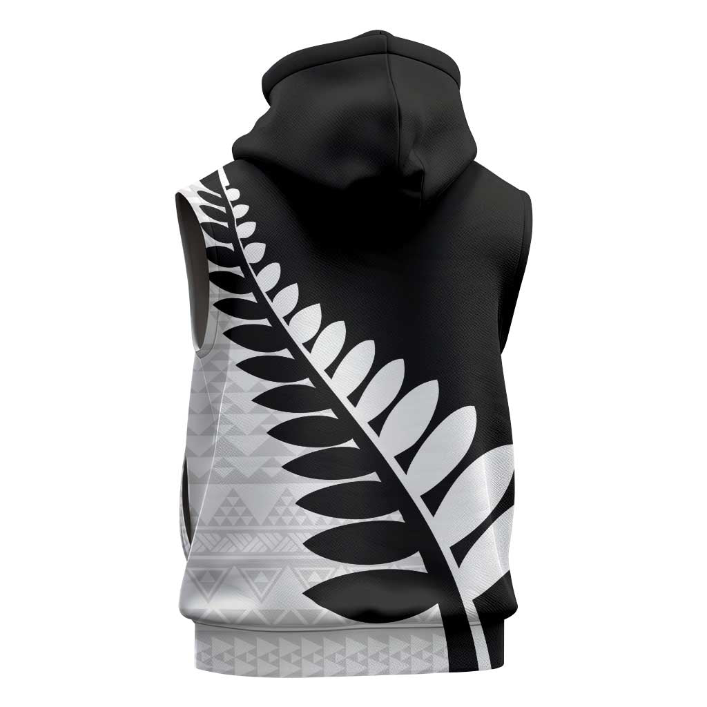 New Zealand Silver Fern Niho Taniwha Sleeveless Zip Hoodie - Polynesian Pride