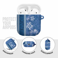 Blue Hibiscus Turle AirPods Case Hawaiian Style Tribal Tapa Pattern - Polynesian Pride