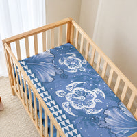 Blue Hibiscus Turtle Baby Bed Cover Hawaiian Style Tribal Tapa Pattern LT9 - Polynesian Pride