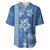 Blue Hibiscus Turle Baseball Jersey Hawaiian Style Tribal Tapa Pattern