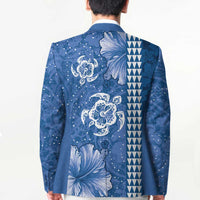 Blue Hibiscus Turle Blazer Hawaiian Style Tribal Tapa Pattern - Polynesian Pride
