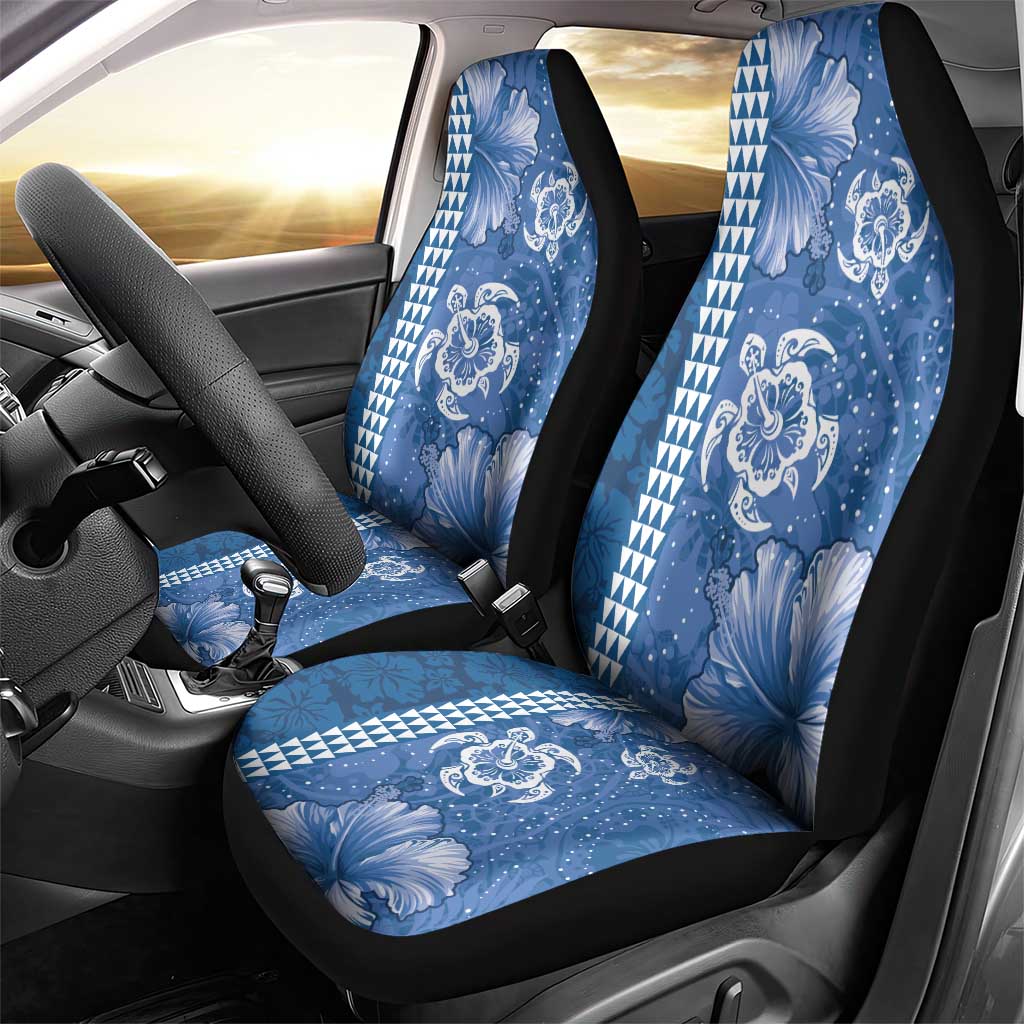 Blue Hibiscus Turle Car Seat Cover Hawaiian Style Tribal Tapa Pattern