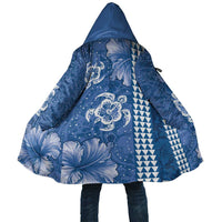 Blue Hibiscus Turle Cloak Hawaiian Style Tribal Tapa Pattern - Polynesian Pride