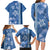 Blue Hibiscus Turle Family Matching Long Sleeve Bodycon Dress and Hawaiian Shirt Hawaiian Style Tribal Tapa Pattern