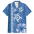 Blue Hibiscus Turle Family Matching Long Sleeve Bodycon Dress and Hawaiian Shirt Hawaiian Style Tribal Tapa Pattern