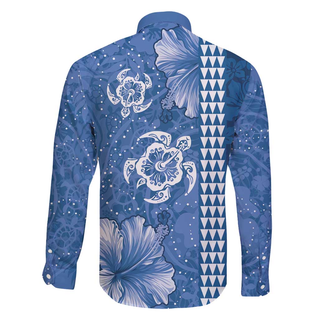 Blue Hibiscus Turle Family Matching Mermaid Dress and Hawaiian Shirt Hawaiian Style Tribal Tapa Pattern LT9 - Polynesian Pride