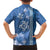 Blue Hibiscus Turle Family Matching Short Sleeve Bodycon Dress and Hawaiian Shirt Hawaiian Style Tribal Tapa Pattern