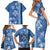 Blue Hibiscus Turle Family Matching Short Sleeve Bodycon Dress and Hawaiian Shirt Hawaiian Style Tribal Tapa Pattern