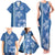 Blue Hibiscus Turle Family Matching Tank Maxi Dress and Hawaiian Shirt Hawaiian Style Tribal Tapa Pattern