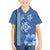 Blue Hibiscus Turle Family Matching Tank Maxi Dress and Hawaiian Shirt Hawaiian Style Tribal Tapa Pattern