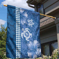Blue Hibiscus Turle Garden Flag Hawaiian Style Tribal Tapa Pattern