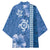 Blue Hibiscus Turle Kimono Hawaiian Style Tribal Tapa Pattern - Polynesian Pride