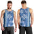Blue Hibiscus Turle Men Tank Top Hawaiian Style Tribal Tapa Pattern