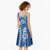 Blue Hibiscus Turle Midi Dress Hawaiian Style Tribal Tapa Pattern - Polynesian Pride