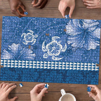 Blue Hibiscus Turle Puzzle Hawaiian Style Tribal Tapa Pattern - Polynesian Pride
