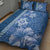 Blue Hibiscus Turle Quilt Bed Set Hawaiian Style Tribal Tapa Pattern