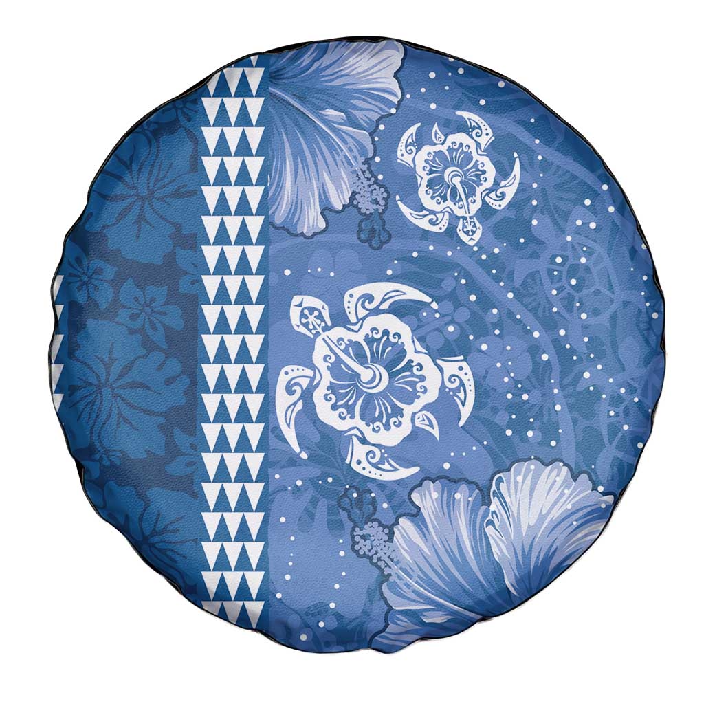 Blue Hibiscus Turle Spare Tire Cover Hawaiian Style Tribal Tapa Pattern