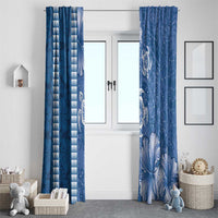 Blue Hibiscus Turle Window Curtain Hawaiian Style Tribal Tapa Pattern
