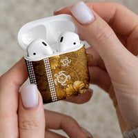 Gold Hibiscus Turle AirPods Case Hawaiian Style Tribal Tapa Pattern - Polynesian Pride