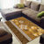 Gold Hibiscus Turle Area Rug Hawaiian Style Tribal Tapa Pattern